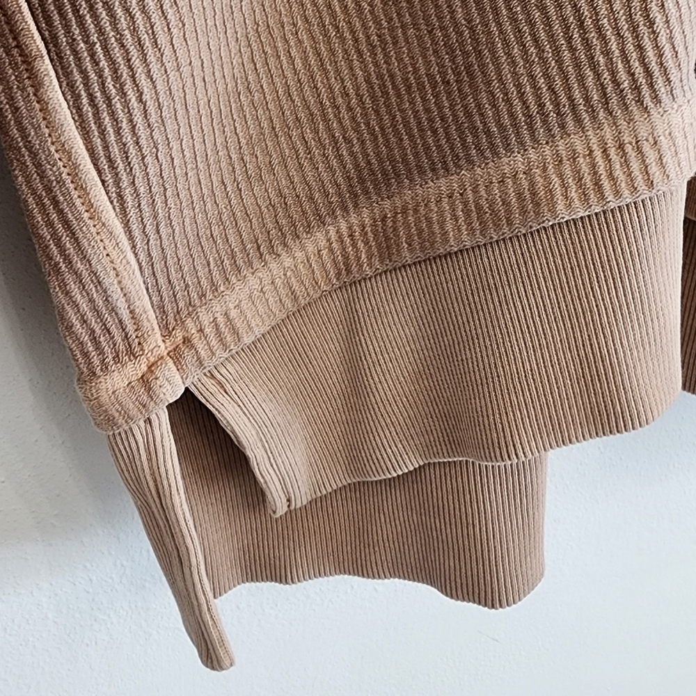 NWT Aerie Ribbed Oh Snap Henley Hoodie Stone Harbor Tan Oversized XXL - Picture 3 of 11